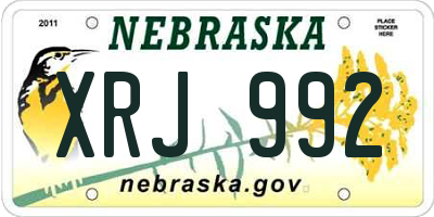 NE license plate XRJ992
