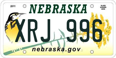 NE license plate XRJ996