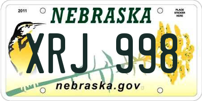 NE license plate XRJ998