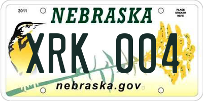 NE license plate XRK004