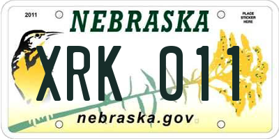 NE license plate XRK011