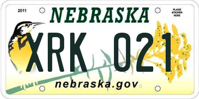NE license plate XRK021