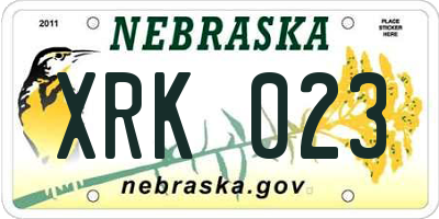 NE license plate XRK023