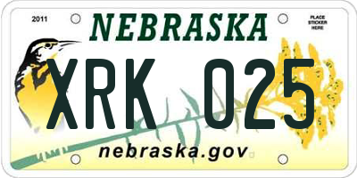 NE license plate XRK025