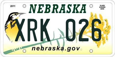 NE license plate XRK026