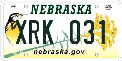 NE license plate XRK031
