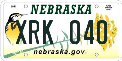 NE license plate XRK040