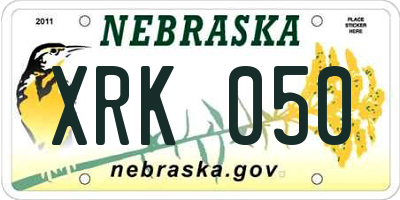 NE license plate XRK050