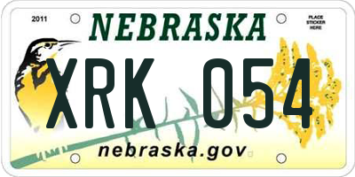 NE license plate XRK054