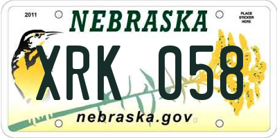NE license plate XRK058
