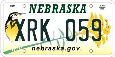 NE license plate XRK059