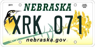 NE license plate XRK071