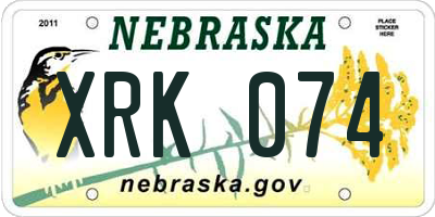NE license plate XRK074