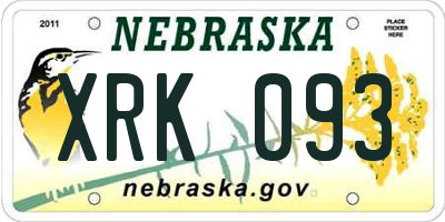 NE license plate XRK093