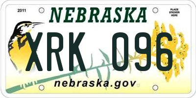 NE license plate XRK096