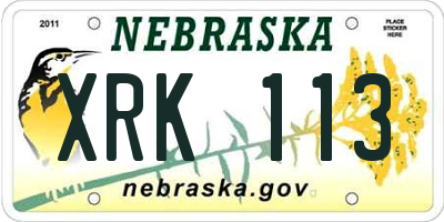 NE license plate XRK113