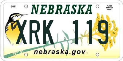 NE license plate XRK119