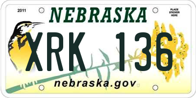NE license plate XRK136