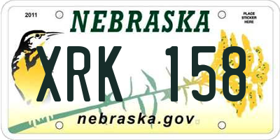 NE license plate XRK158