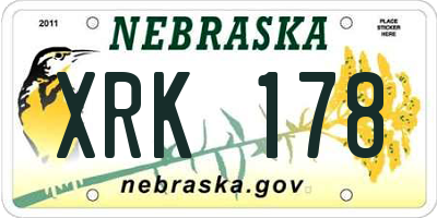 NE license plate XRK178