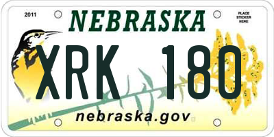 NE license plate XRK180