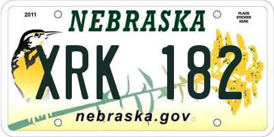 NE license plate XRK182