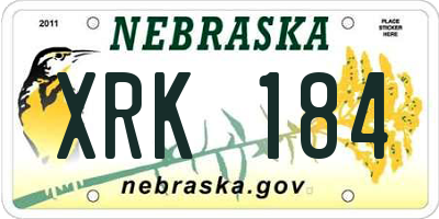 NE license plate XRK184