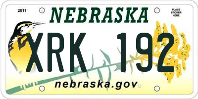 NE license plate XRK192