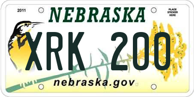 NE license plate XRK200