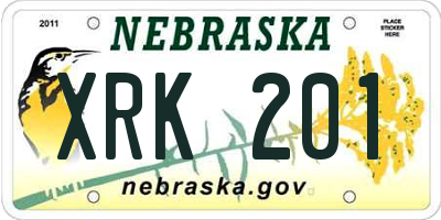 NE license plate XRK201