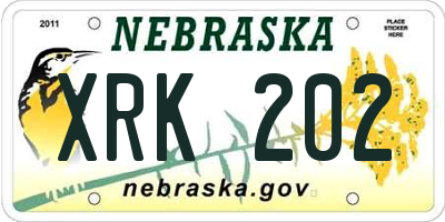 NE license plate XRK202