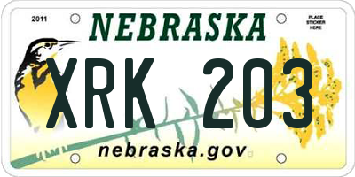 NE license plate XRK203