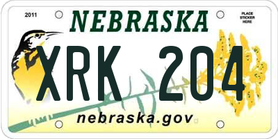 NE license plate XRK204