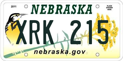 NE license plate XRK215