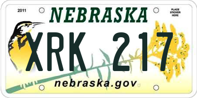 NE license plate XRK217