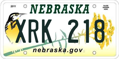NE license plate XRK218