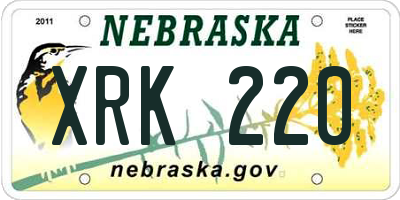 NE license plate XRK220