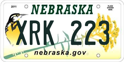 NE license plate XRK223