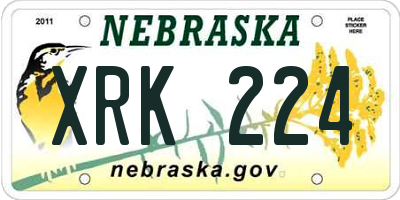 NE license plate XRK224
