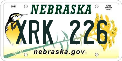 NE license plate XRK226