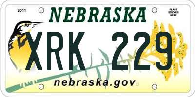 NE license plate XRK229