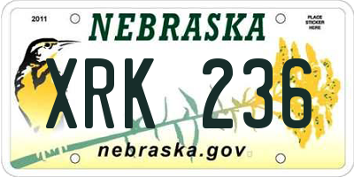 NE license plate XRK236
