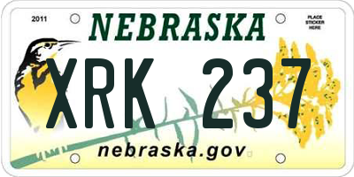 NE license plate XRK237