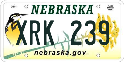 NE license plate XRK239