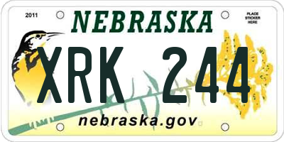 NE license plate XRK244