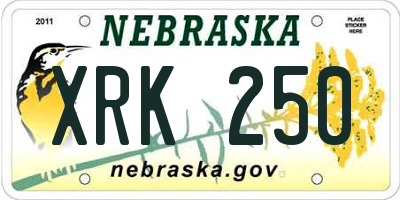 NE license plate XRK250