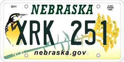 NE license plate XRK251