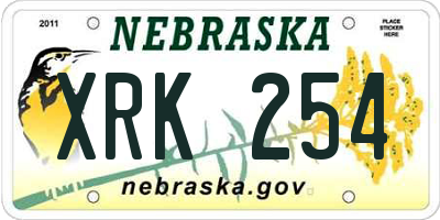 NE license plate XRK254