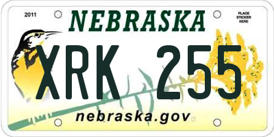 NE license plate XRK255