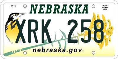 NE license plate XRK258
